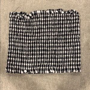 Black and white checker print tube top